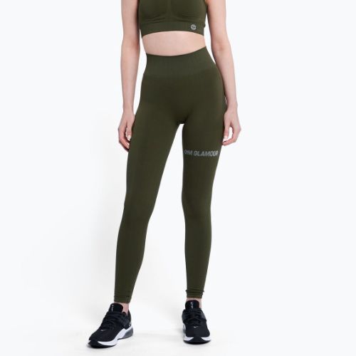 Leggings da allenamento donna Gym Glamour Push Up kaki