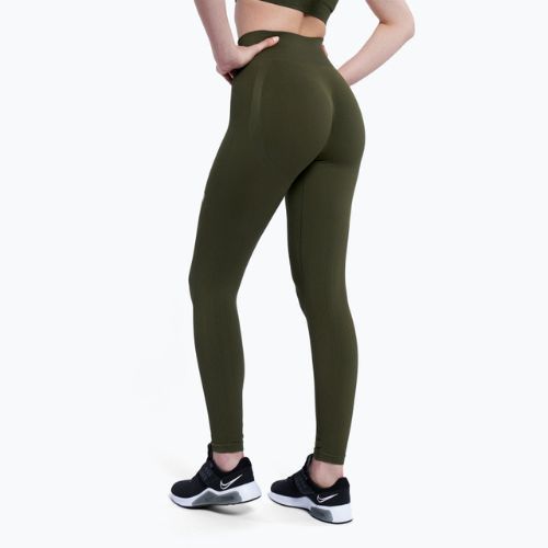 Leggings da allenamento donna Gym Glamour Push Up kaki
