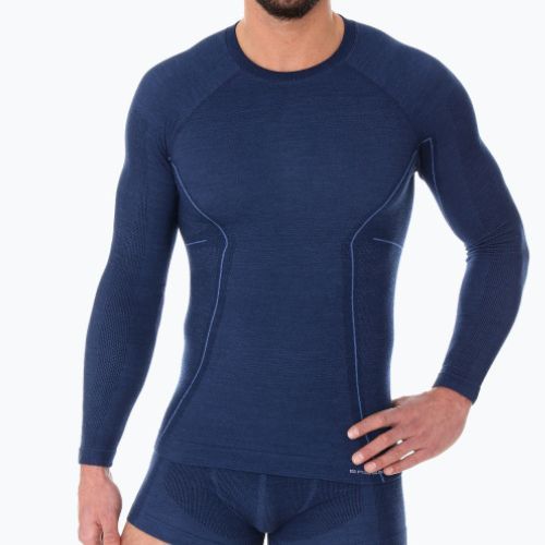 Maglia termica da uomo Brubeck Active Wool blu navy