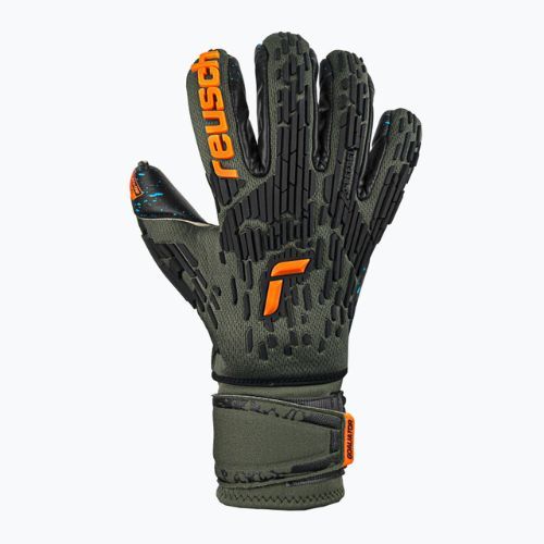 Guanti da portiere Reusch Attrakt Freegel Fusion Ortho-Tec verde deserto/arancio shock