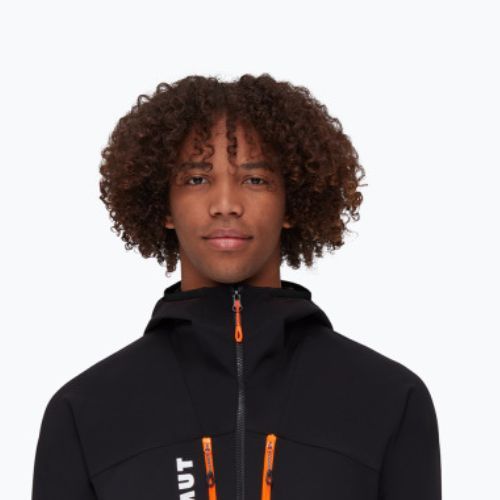 Giacca softshell da uomo Mammut Aenergy SO Hybrid con cappuccio nero/arancio vivo