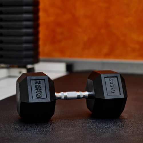 Manubri gommati TREXO Hex 25 kg