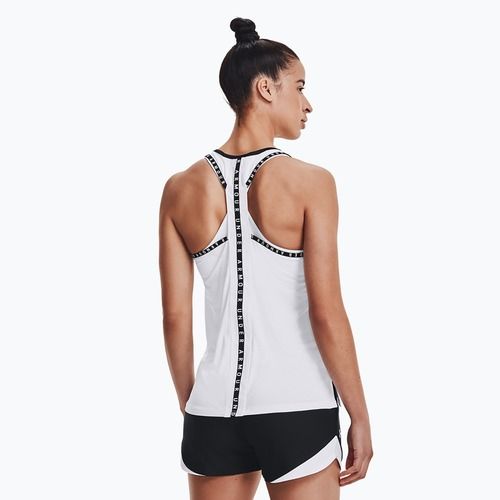 Canotta Under Armour Knockout bianco/bianco/nero da donna per allenamento