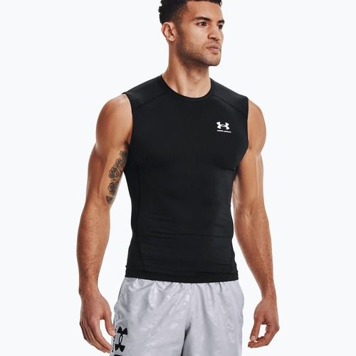 Canotta Under Armour HG Armour Comp nero/bianco da uomo per l'allenamento