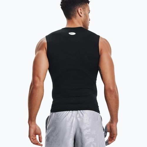 Canotta Under Armour HG Armour Comp nero/bianco da uomo per l'allenamento