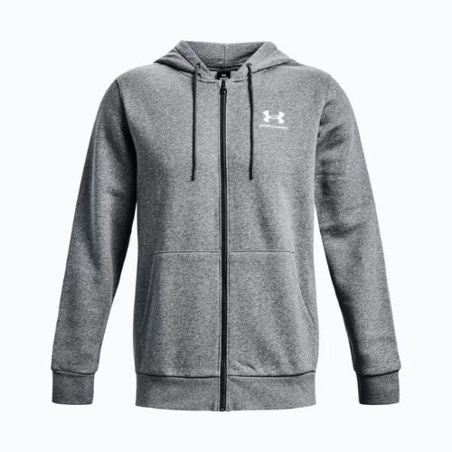 Felpa Under Armour Essential Fleece FZ Hood Uomo grigio pece medio/bianco
