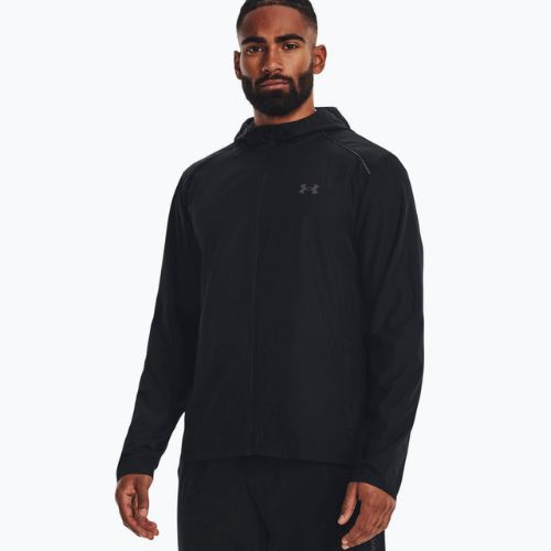Under Armour Storm Run Uomo Giacca da corsa con cappuccio nero/grigio/riflettente