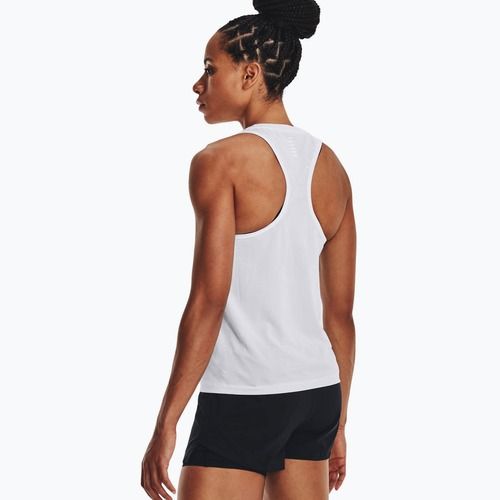 Maglietta da corsa Under Armour Seamless Stride Singlet bianca/riflettente da donna