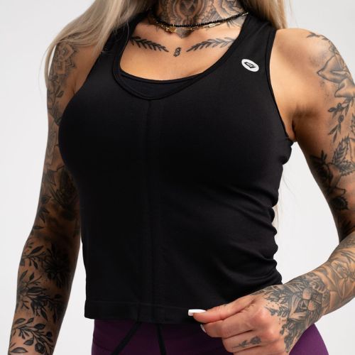 Top da allenamento donna Gym Glamour Pull-on nero