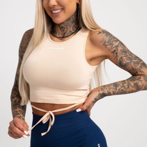 Top da allenamento donna Gym Glamour Tie beige