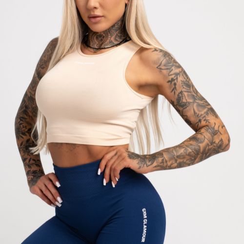Top da allenamento donna Gym Glamour Tie beige