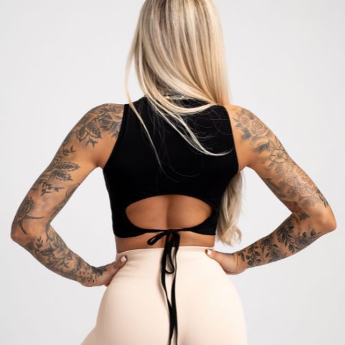 Top da allenamento donna Gym Glamour Tied nero