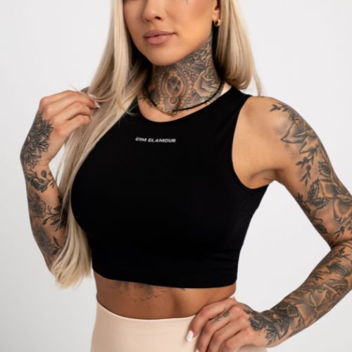 Top da allenamento donna Gym Glamour Tied nero