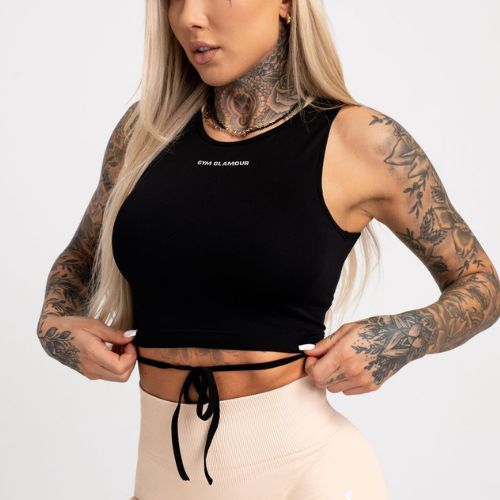 Top da allenamento donna Gym Glamour Tied nero