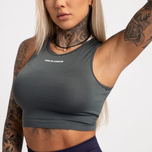 Top da allenamento donna Gym Glamour Tied grigio argento