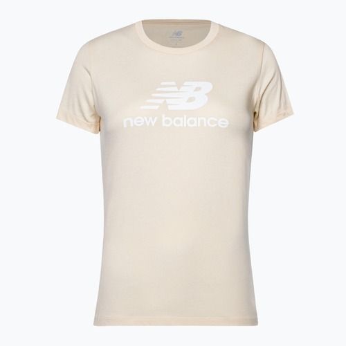 T-shirt New Balance Essentials Stacked Logo tm crema da donna