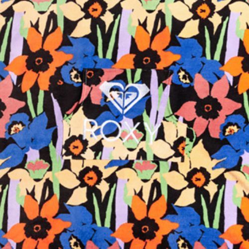 Poncho donna ROXY Stay Magical stampato a fiori color antracite
