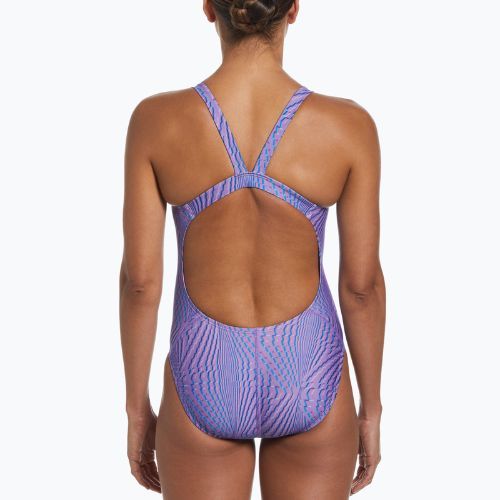 Costume intero da donna Nike Hydrastrong Multi Print Fastback rosa polarizzato