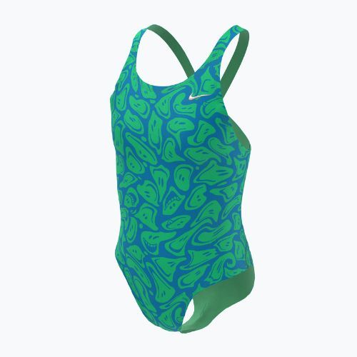 Costume intero da bambino Nike Hydrastrong Multi Print Fastback alghe elettriche
