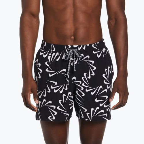 Pantaloncini da bagno Nike Swoosh Line 5" Volley da uomo, nero