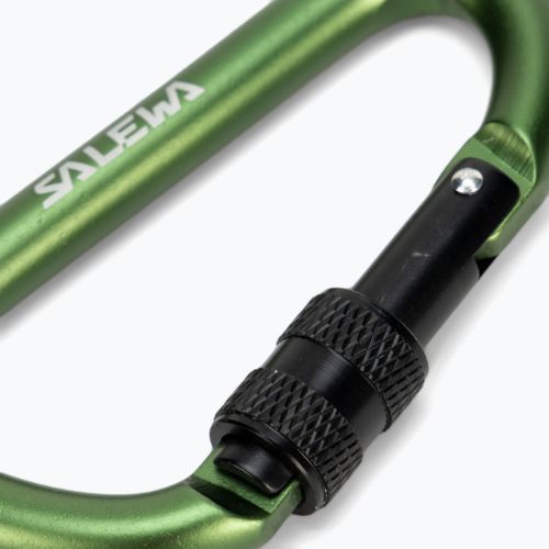 Salewa Carbiner D-Shape con vite verde