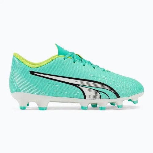Scarpe da calcio PUMA Ultra Play FG/AG electric peppermint/puma white/fast yellow da bambino