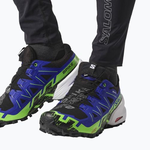 Scarpe da corsa da uomo Salomon Spikecross 6 GTX nero/surf the web/geco verde