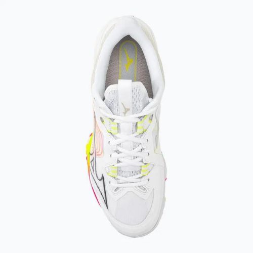 Scarpe da badminton da uomo Mizuno Wave Claw Neo 2 bianco/roccia lunare/rosa alta visibilità