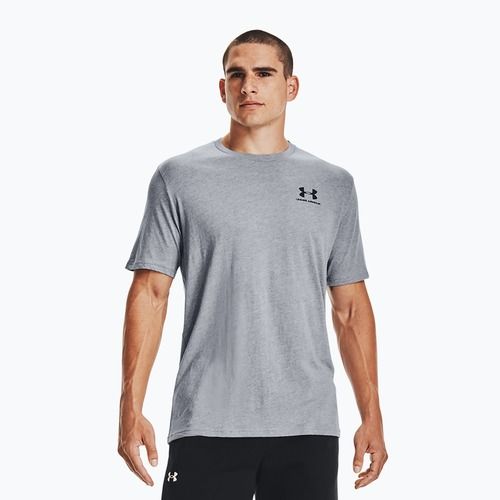 Maglietta Under Armour Sportstyle Uomo petto sinistro SS steel light heather/nero