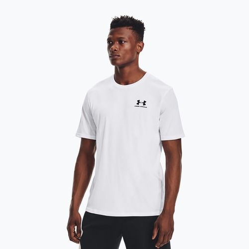 Maglietta Under Armour Sportstyle Left Chest SS da uomo bianco/nero