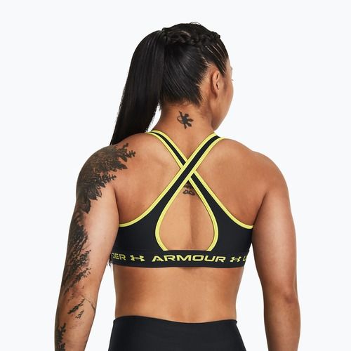 Reggiseno fitness Under Armour Crossback Mid nero/giallo lime