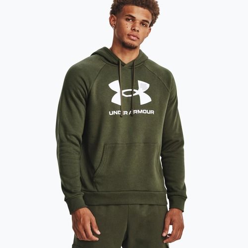 Felpa Under Armour Rival Fleece Logo HD da uomo di colore verde/bianco