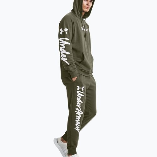 Felpa Under Armour Rival Fleece Graphic HD da uomo di colore verde/bianco