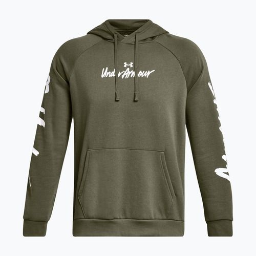 Felpa Under Armour Rival Fleece Graphic HD da uomo di colore verde/bianco