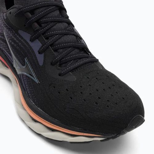 Scarpe da corsa da donna Mizuno Wave Sky 6 nero/argento/corallo caldo