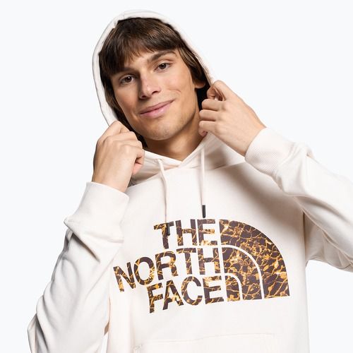 Felpa con cappuccio The North Face Standard da uomo con stampa a distorsione d'acqua gardenia bianco/marrone scuro