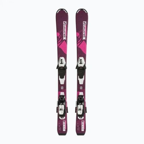 Sci da discesa per bambini Salomon Lux Jr S + attacchi C5 bordeau/rosa