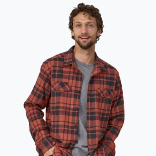 Camicia da uomo Patagonia in cotone organico MW Fjord Flannel ice caps/burl red