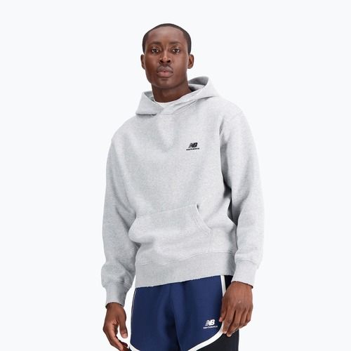 Felpa con cappuccio in pile New Balance Hoops da uomo, grigio atletico