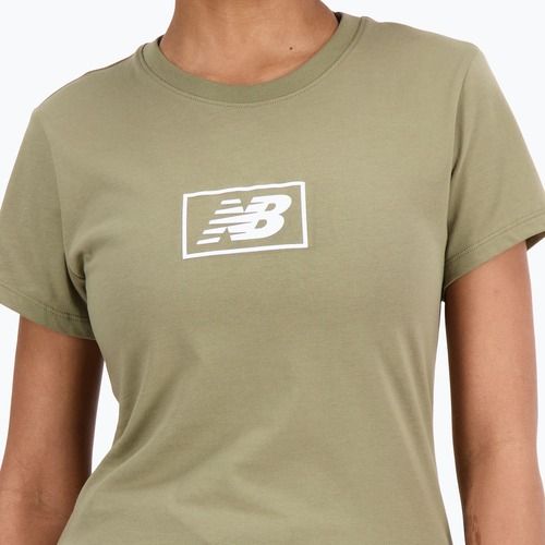Maglia di cotone New Balance Essentials da donna, verde