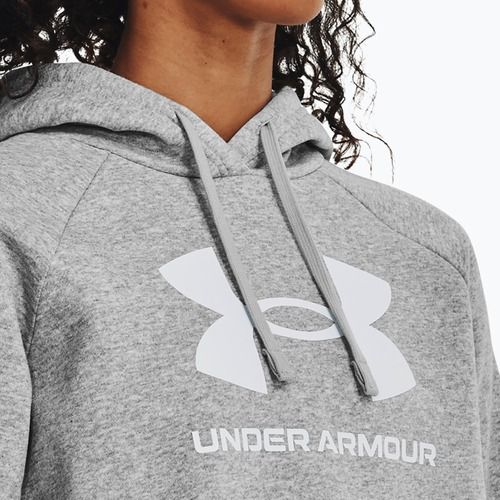 Under Armour felpa donna Rival Fleece Big Logo Hoody mod grigio erica chiara/bianco