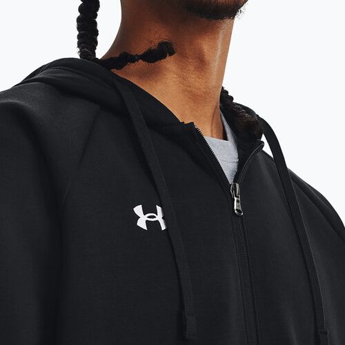 Felpa con cappuccio Under Armour Rival Fleece FZ Uomo nero/bianco