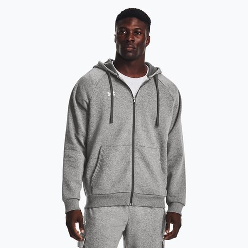 Felpa con cappuccio Under Armour Rival Fleece FZ Uomo castlerock light heather/bianco