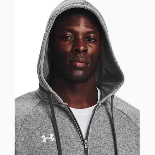 Felpa con cappuccio Under Armour Rival Fleece FZ Uomo castlerock light heather/bianco