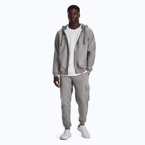 Felpa con cappuccio Under Armour Rival Fleece FZ Uomo castlerock light heather/bianco