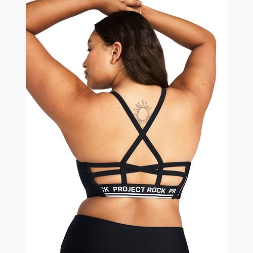 Reggiseno fitness Under Armour Project Rock All Train Crossback nero/bianco