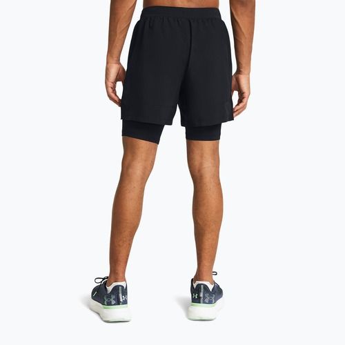 Pantaloncini da corsa Under Armour Launch 5" 2in1 da uomo nero/nero/riflettente