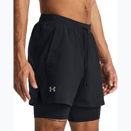 Pantaloncini da corsa Under Armour Launch 5" 2in1 da uomo nero/nero/riflettente