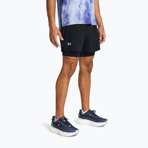 Pantaloncini da corsa Under Armour Launch 5" 2in1 da uomo nero/nero/riflettente