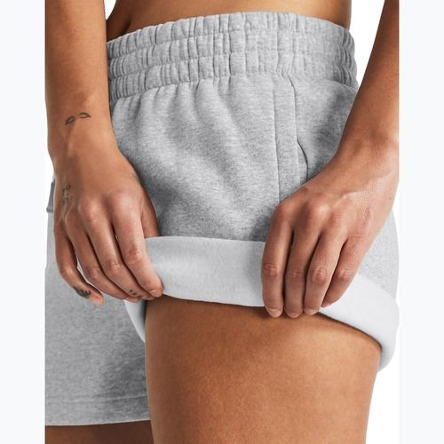 Pantaloncini da allenamento Under Armour Rival Fleece mod grigio chiaro/bianco da donna